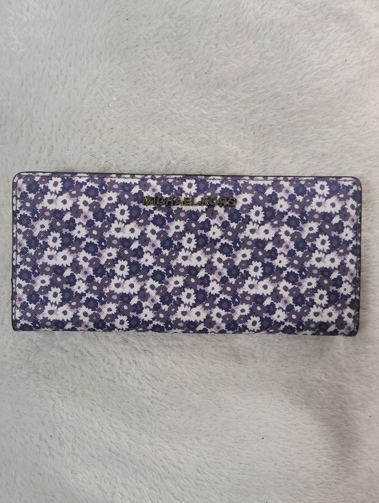 Michael Kors Handbags - Michael Kors Jet Set Bi-fold Wallet in Purple and White Floral Pattern